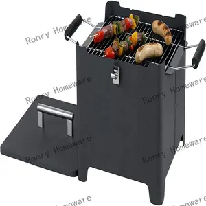 Aço carvão vegetal churrasqueira camping grills portátil fire pit aço grade com perna mesa armazenamento malha balanço cozinhar suporte