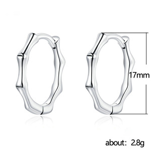 Orecchini a Cerchio in Bambù Liscio Unisex, Gioielli Minimalisti alla Moda, Accessorio per Uso Quotidiano - Product Image 3