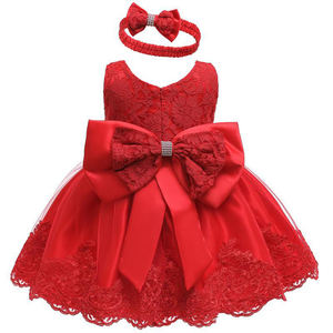Jolie robe de princesse avec nœud en dentelle pour bébé fille de 1 an, idéale pour les anniversaires et les occasions formelles - Product Image 3
