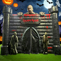 Maison hantée gonflable géante avec figurines de zombies, tente de labyrinthe d'horreur gonflable pour événements d'Halloween et décoration de jardin