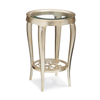 Table d'appoint ronde moderne réglable en aluminium argenté avec plateau en verre trempé, meuble console pour salon et décoration intérieure