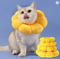 Collier de récupération de luxe pour chat, petit modèle, imprimé tournesol adorable, réglable, pour protection post-chirurgicale et cicatrisation des plaies, en polyester