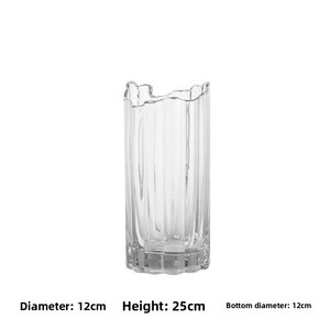 Grand <span class=keywords><strong>vase</strong></span> cylindrique droit avec motif glacier, <span class=keywords><strong>vase</strong></span> en verre au style luxueux et haut de gamme - Product Image 5