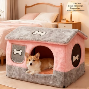 Luxuriöses Dreieckiges Donut-Hundebett Gemütliche Höhle Haustierhaus Weicher Kissenrand zur Angstlinderung Rutschfest für Wintergebrauch für Katzen und Kleine Hunde - Product Image 1