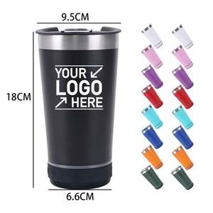 Vaso de Cerveza con Altavoz Integrado, de Acero Inoxidable de Doble Pared y 16 oz, con Logotipo Personalizado, para Viajes, Campamentos y Música - Product Image 4