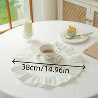 Napperons de table ronds en coton à carreaux personnalisés en gros, napperons décoratifs en tissu à carreaux avec bords festonnés