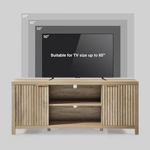 Mueble de TV de madera maciza de estilo nórdico, mueble audiovisual de madera minimalista para sala de estar, mueble de almacenamiento de pie de acero inoxidable - Product Image 5