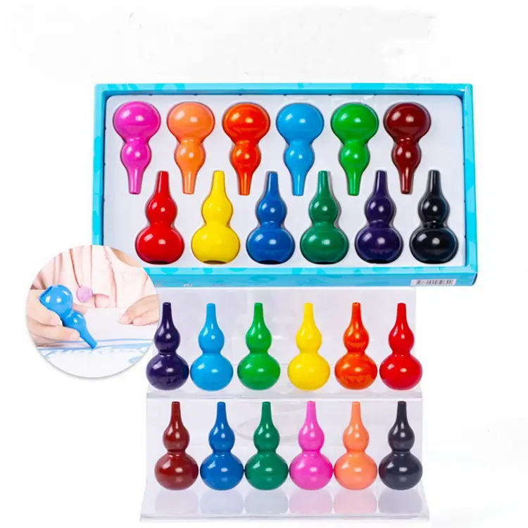 New Children's Safety Non Dirty Hands Graffiti Colorful 3D Gourd Shaped Crayon