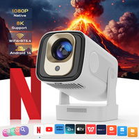 Proyector BT Air Mouse con Control Remoto por Voz 1080P HY310 330 ANSI, Enfoque Automático, Corrección Trapezoidal Automática, WiFi 6, BT5.4, Android 14, Portátil para el Hogar