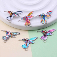 Breloques oiseau émail liens coloré imprimé colibri connecteur breloque en vrac volant Animal lien pour la fabrication de bijoux à bricoler soi-même artisanat