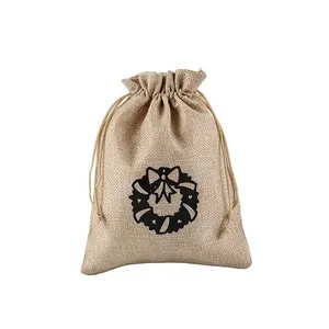 Promotional Hot Sale Linen Pouch Long Cotton Canvas Fabric Wine Bottle Drawstring Bag