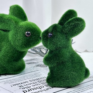 YW-01 부활절 토끼 장식 사실적인 녹색 폼 동물 조각상 소형 실내 스프링 토피어리 인공 이끼 토끼 - Product Image 2