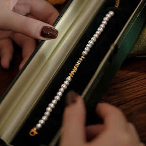 Natural <b>Freshwater</b> <b>Pearl</b> Silver <b>Bracelet</b> Feeling Broken <b>Pearl</b> Bangle - Product Image 4