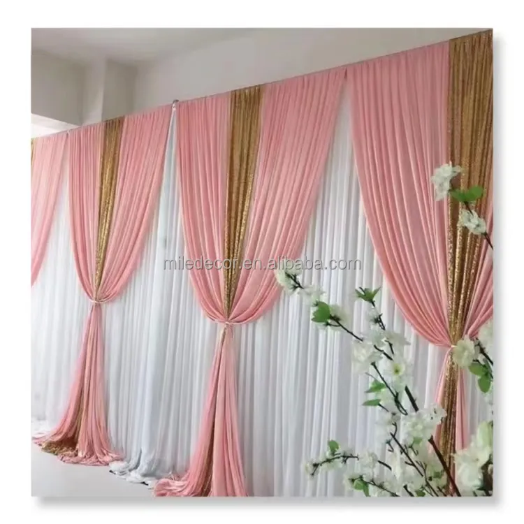 Cortinas de fundos para decoração, cortinas de fundos para festa de casamento, palco da igreja