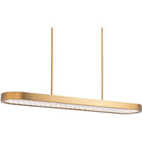 Lustre linéaire moderne américain à LED de 46,5 pouces en laiton vieilli avec cristaux transparents pour salle à manger, îlot de cuisine, bar