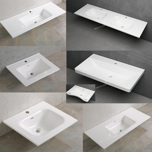 Lavabo <span class=keywords><strong>de</strong></span> Cerámica Integrado Rectangular para <span class=keywords><strong>Baño</strong></span>, Lavabo <span class=keywords><strong>de</strong></span> Una Pieza con Borde Delgado, Lavabo <span class=keywords><strong>de</strong></span> Porcelana para Mueble <span class=keywords><strong>de</strong></span> <span class=keywords><strong>Baño</strong></span> - Product Image 3
