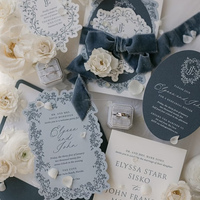 Ensemble de cartes d'invitation de mariage élégantes à motif floral imprimé vanille, en papier d'art absorbant, avec gaufrage et logo personnalisé, modèle sur mesure