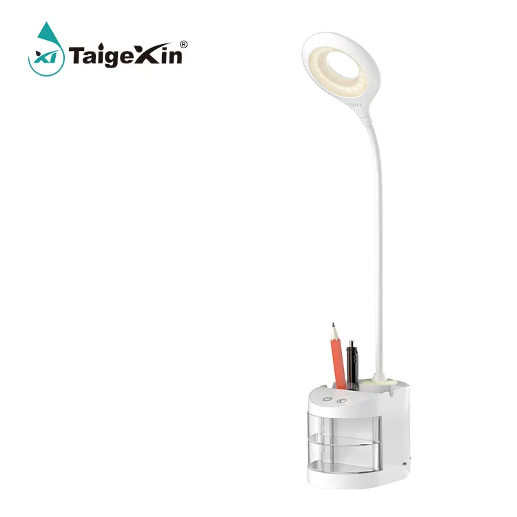 Lampe de bureau LED avec petite veilleuse, Rechargeable par USB, intensité d'éclairage réglable, luminaire mignon pour le travail des yeux, idéal pour la maison
