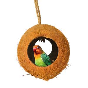 Coconut <strong>Bird</strong> <strong>Nest</strong>,Coconut Shell <strong>Bird</strong> Hamster <strong>Nest</strong> House Pet Parrot Budgies Hanging Toy Cage Decor Brown - Product Image 4