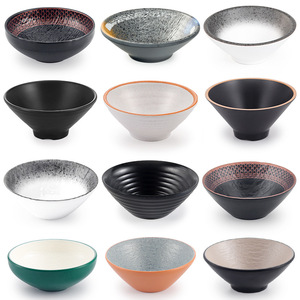 Petit bol en mélamine épaissie, vaisselle japonaise commerciale, bol à riz de 5 pouces, bol à soupe, imitation porcelaine rétro conique - Product Image 1