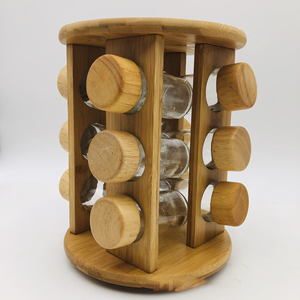Estante para condimentos de bambú de <span class=keywords><strong>4</strong></span> capas con tapa de madera, estante circular para cocina, restaurante, estante para especias, Base giratoria, soportes y estantes de almacenamiento - Product Image 4