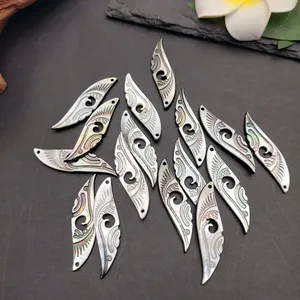 44x12mm đen môi vỏ lá quyến rũ tự nhiên Mẹ Ngọc Trai Mặt Dây chuyền mạ thủ công Tahitian hạt đối với trang sức làm khắc - Product Image 1