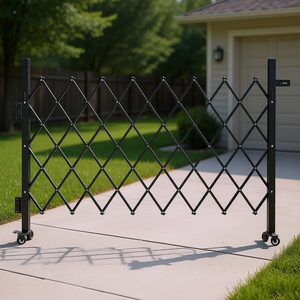 Barrière de sécurité pliante 51,57x66 pouces, barrière extérieure rétractable en acier avec roulettes pivotantes, installation facile, design industriel - Product Image 2