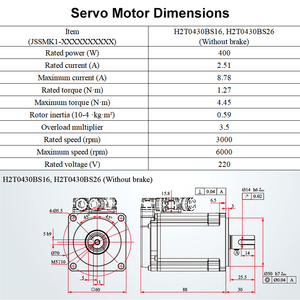 Moteur AC haute puissance 400W avec kit d'entraînement à impulsions, 220V 1.27Nm 3000 tr/min pour machines d'emballage, bras robotique, moteur 400W à impulsions - Product Image 5