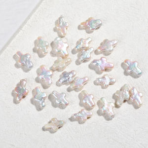 Vente en gros de perles d'eau douce baroques de marque Wenchi, Chine, boutons, granulés, brillants, colorés, croix pour la fabrication de bijoux en DIY, en vrac - Product Image 2