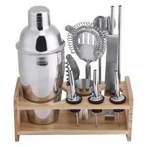 Conjuntos de barras-Armazém de Aço 350ml Cocktail Shaker Mixer Bartender Térmicas Set Kit Com Vinho Copo de Martini