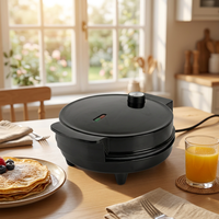 Machine à gaufres haute puissance 1200W, plaque fixe ronde de 20 cm, revêtement antiadhésif, appareil à snacks avec système de sécurité contre la surchauffe