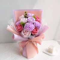 Bunga Sabun Buatan Grosir untuk Hari Ibu, Hari Valentine, Hadiah Ulang Tahun, Buket Sabun Mawar Pink, Kotak Hadiah Bunga Buatan Tangan