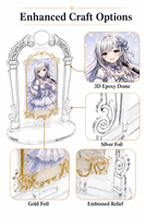 Support en acrylique pour figurine anime découpé au laser, avec fente unique, en feuille d'argent, sur commande, pour fille anime
