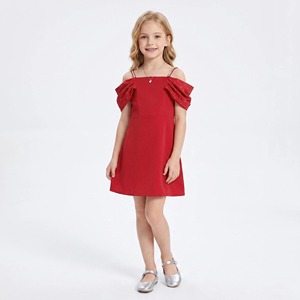 <span class=keywords><strong>Vestidos</strong></span> <span class=keywords><strong>de</strong></span> Princesa para Niñas, con Hombros Descubiertos, Mangas Abullonadas, Color Rojo Vino, Satén, Tirantes <span class=keywords><strong>de</strong></span> Cristal, Vestido <span class=keywords><strong>de</strong></span> Cóctel con Lentejuelas - Product Image 1