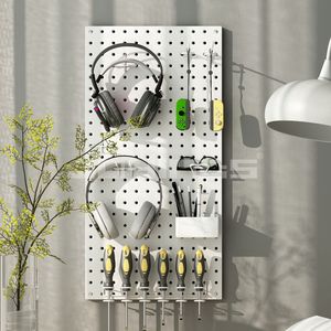 Escritorio de dormitorio, oficina, tablero de metal, almacenamiento y exhibición en el hogar, precio al por mayor, placa blanca, tablero de clavijas de pared sin perforaciones - Product Image 3