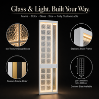 Paravent de séparation en verre lumineux LED personnalisé avec cadre en acier inoxydable pour hall d'hôtel et bureau