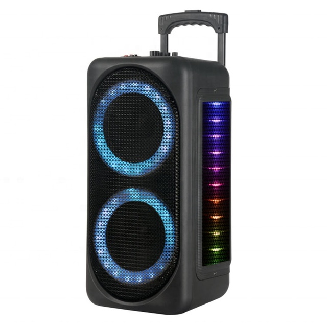 Altavoz De Karaoke 8*2 Loudspeaker Double 8 Inch Portable Party Dj Wireless Outdoor Karaoke Trolley Speaker With Wireless Mic