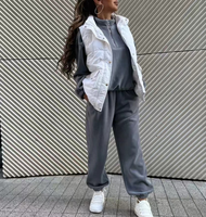 Ensemble de survêtement mode euro-américaine pour femme, sweat-shirt à demi-zip et pantalon, 2 pièces, Ventes directes usine
