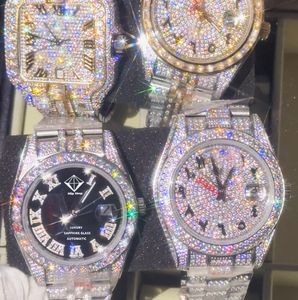 Liquidation Vente Hip Hop Iced Out <span class=keywords><strong>Montre</strong></span> <span class=keywords><strong>Luxe</strong></span> Top Moissanite Verre Saphir <span class=keywords><strong>Montre</strong></span> Mécanique pour Hommes - Product Image 1