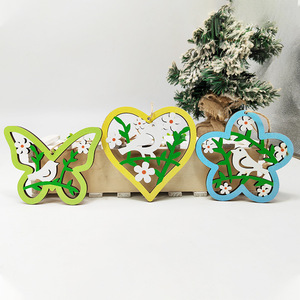 Wooden <b>Easter</b> Bunny <b>Ornament</b> Rabbit Shape Handmade Laser Carving Indoor Decor <b>Easter</b> Decoration - Product Image 3
