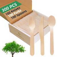 Cuillères et fourchettes en bois de haute qualité, couverts jetables en bois, emballage individuel pour l'extérieur, la maison, le jardin, le pique-nique
