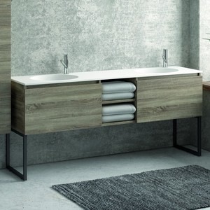 Set da Bagno Kamalu SP-175C 175cm con Mobile Doppio Lavabo, Due Specchi LED e Colonna - per il Tuo Spazio! - Product Image 2