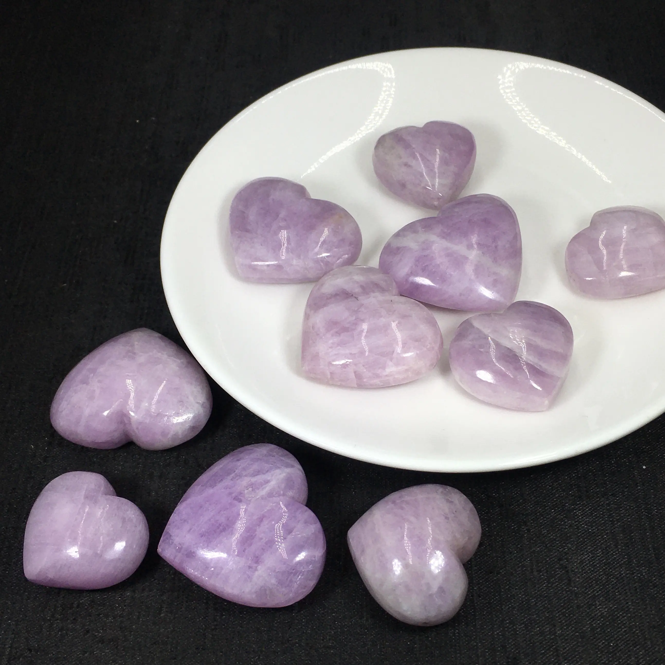 Piedras preciosas de kunzita natural pulidas de alta calidad de 20/30mm, cristales curativos en forma de corazón, corazones para regalos