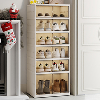 Organisateur de chaussures pliable à 9 niveaux, facile à installer, armoire à chaussures en plastique monobloc, organisateur de chaussures en plastique avec logo personnalisé