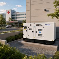 Générateur silencieux Perkins authentique série 1206 200kW 220kW 250kVA 275kVA avec capot anti-poussière/insonorisé pour villa/hôtel 50Hz