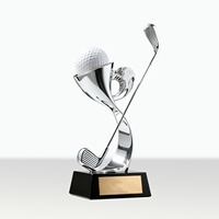 Trophée de golf en résine UV personnalisé haut de gamme pour entreprise, récompense créative pour employé d'honneur, avec base noire