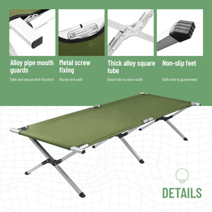 Faltbares, Tragbares Campingbett, Leichtes Einzel-Feldbett, 600D, Inklusive Tragetasche, Feldbett für Campingzelt und Urlaub - Product Image 2