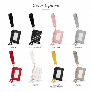 Porte-cartes minimaliste en PU avec dragonne amovible, fenêtre transparente pour carte d'identité, fermeture éclair, compact et portable, 4 pouces, pour cartes de crédit et d'identité - Product Image 3