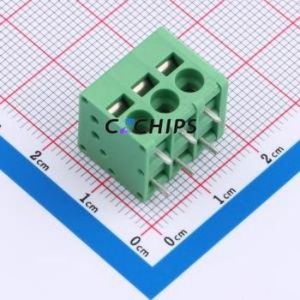 MX205R-5.0-03P-GN01-Cu-A Spring Terminal Block Through hole Component (THT),P=5mm Connector 1x3P 5mm Green Right Angle Insert - Product Image 1