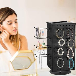 Présentoir rotatif sur pied en métal à 4 faces avec <span class=keywords><strong>20</strong></span> crochets pour bijoux, boucles d'oreilles, porte-clés, artisanat, comptoir de vente au détail - Product Image 2